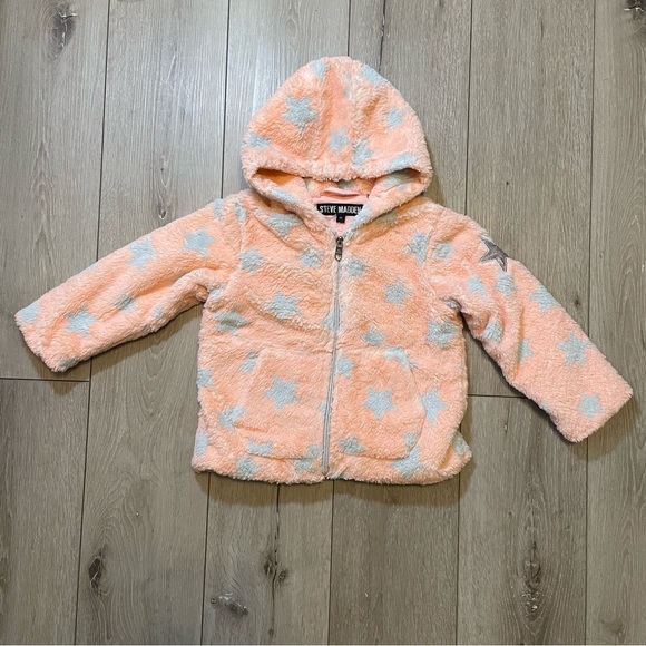 Steve Madden Other - Steve Madden Toddler‎ Girls' Faux Shearling Star Hoodie Jacket Cozy Pink Blue 4T